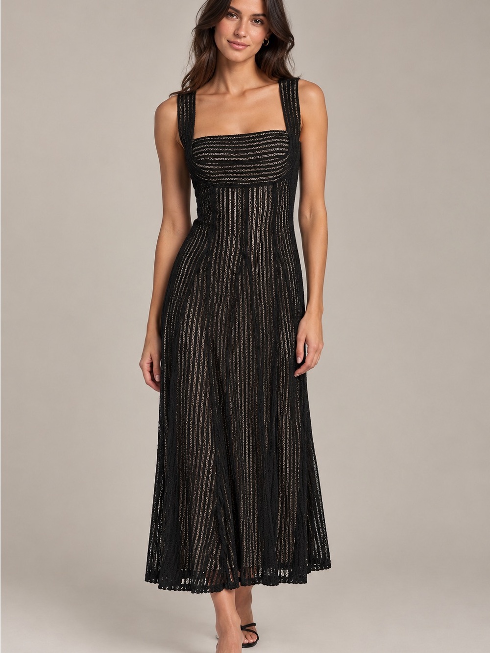 NWT Antonio Melani Erina Black Crochet Lace Sleeveless Dress Sz L